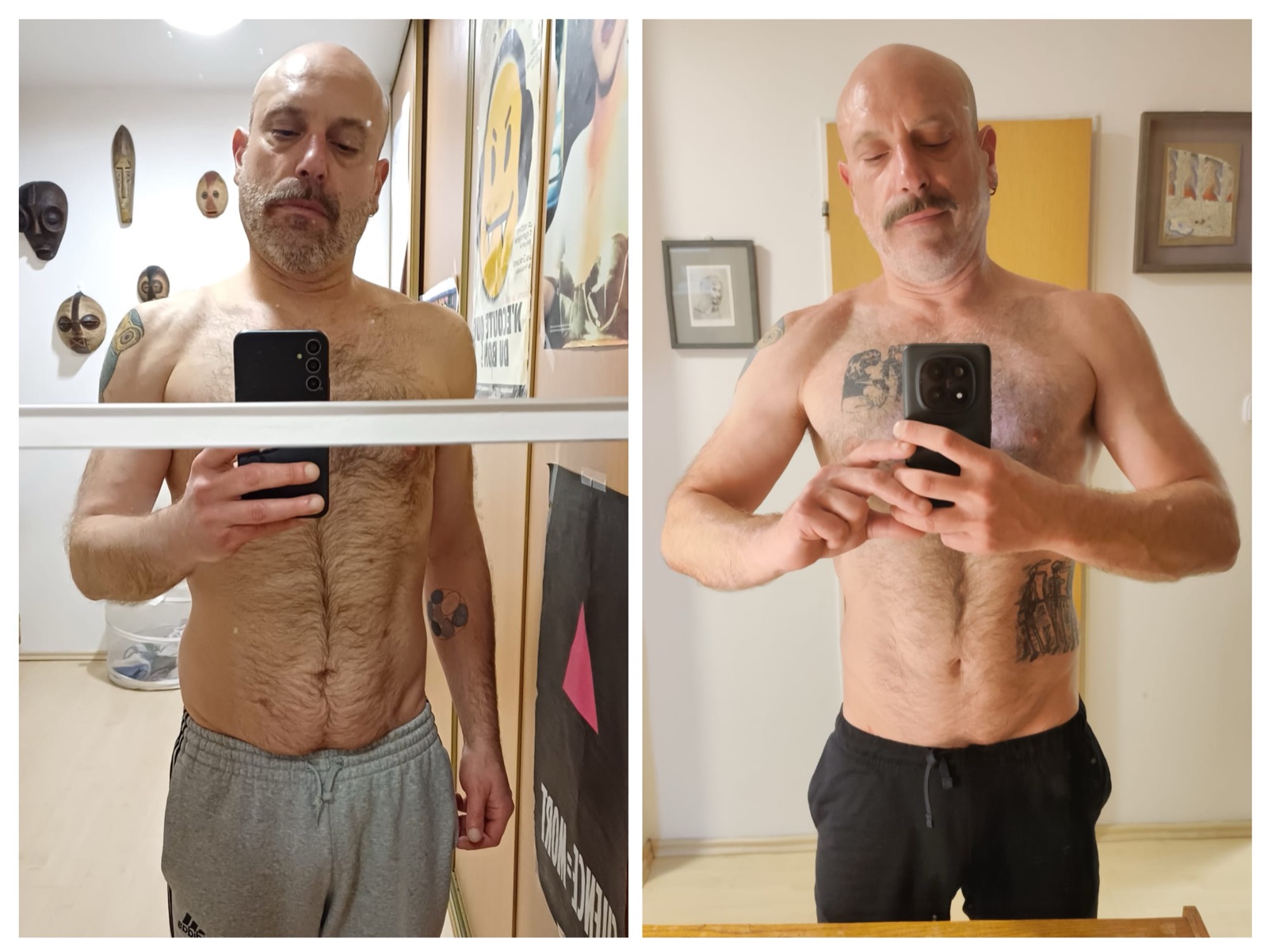 Before and after: leaner and visibly stronger
