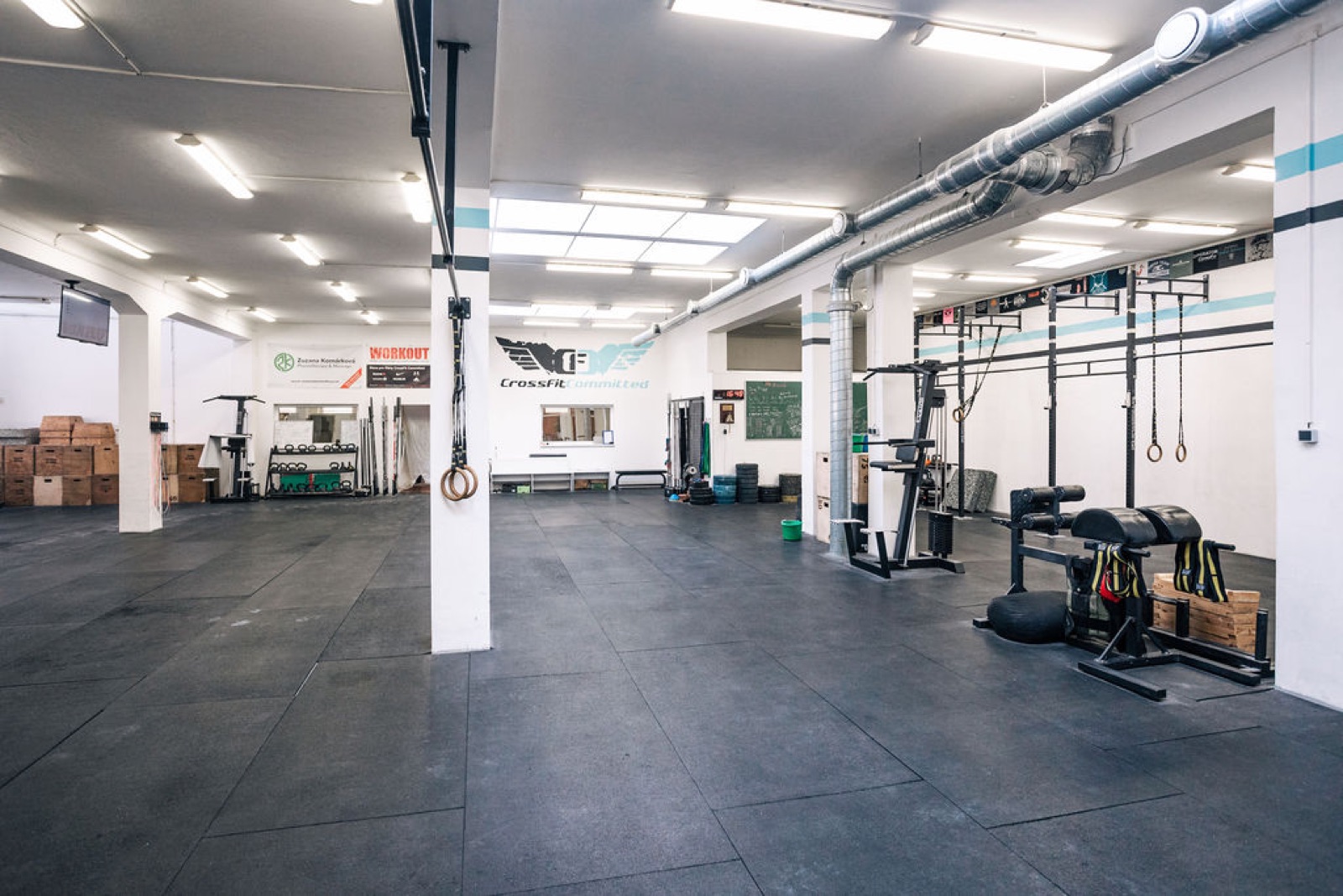 The clean, private training hall at CrossFit Committed