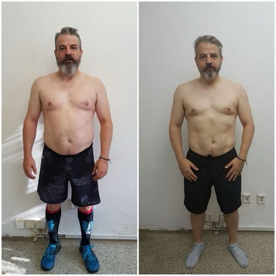 Before and after transformation of a CrossFit Committed member