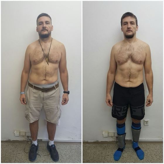 Before and after transformation of a CrossFit Committed member