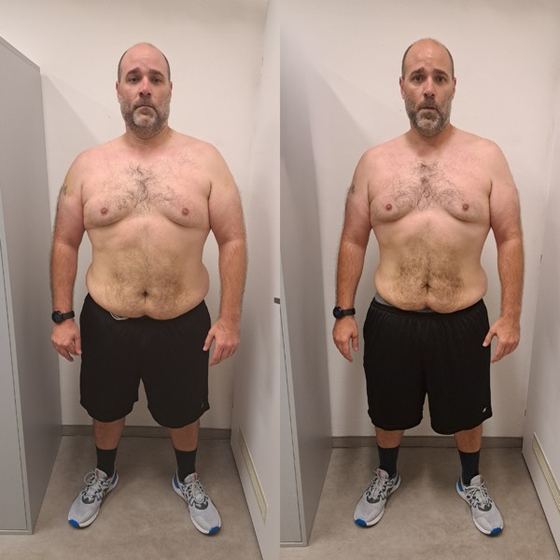 Before and after transformation of a CrossFit Committed member