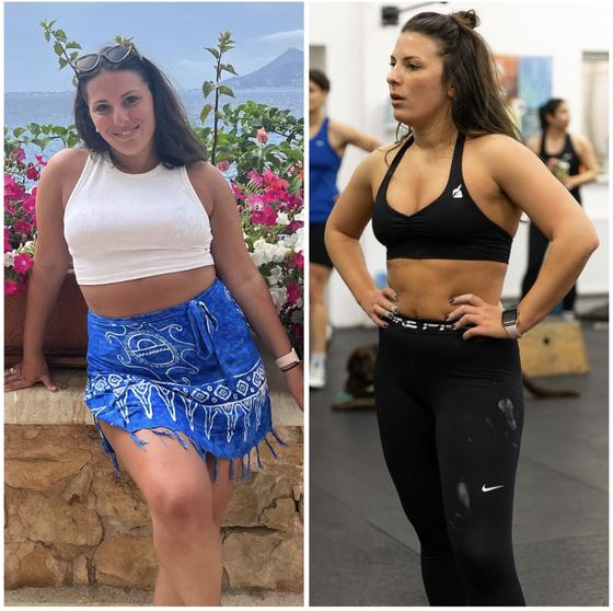 Before and after transformation of a CrossFit Committed member