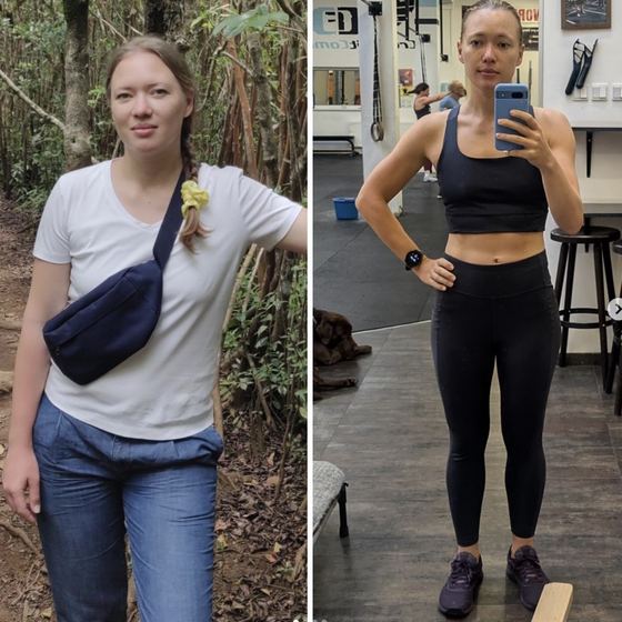 Before and after transformation of a CrossFit Committed member