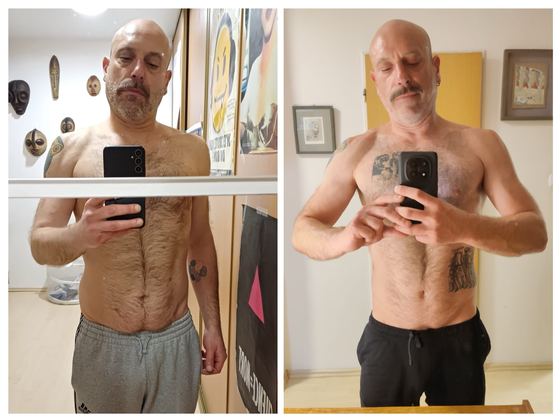 Before and after transformation of a CrossFit Committed member