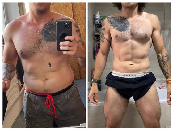 Before and after transformation of a CrossFit Committed member