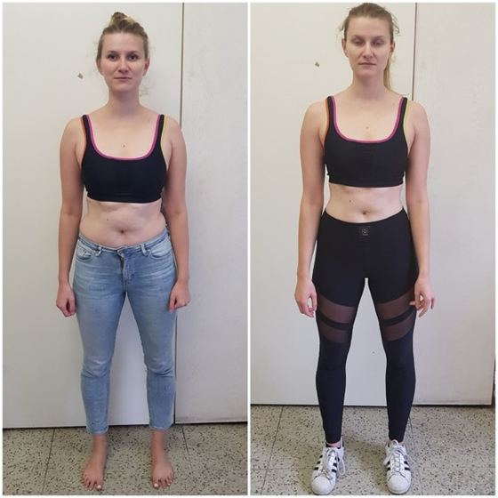 Before and after transformation of a CrossFit Committed member