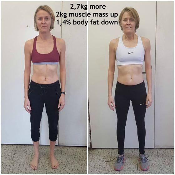 Before and after transformation of a CrossFit Committed member